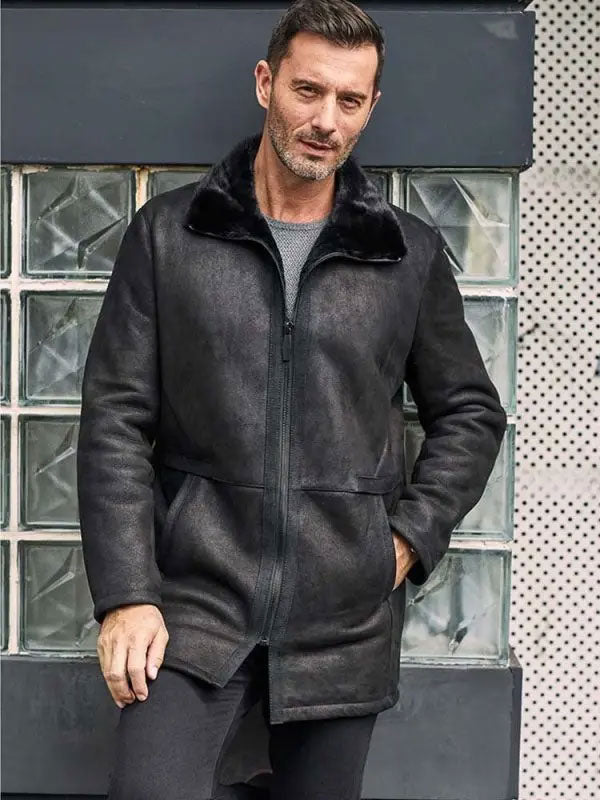 Fur Outwear Winter Black Mink Overcoat Lapel Leather Jacket