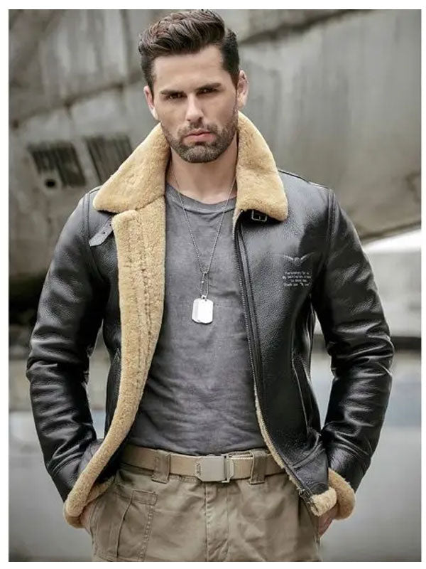 Mens Motorcycle Shearling Leather Jacket | Bomber Shearling Jackets