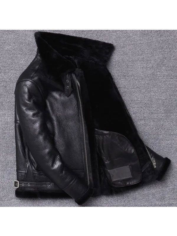 Mens Sheepskin Winter Fur Coat Jacket 