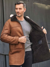Load image into Gallery viewer, Winter Outwear Natural Sheepskin Leather Jacket Hooded Fur Overcoat
