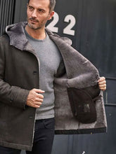 Load image into Gallery viewer, Mink Fur Coat Warm Winter Overcoat Oversize Parkas Hooded Black Leather Outwear
