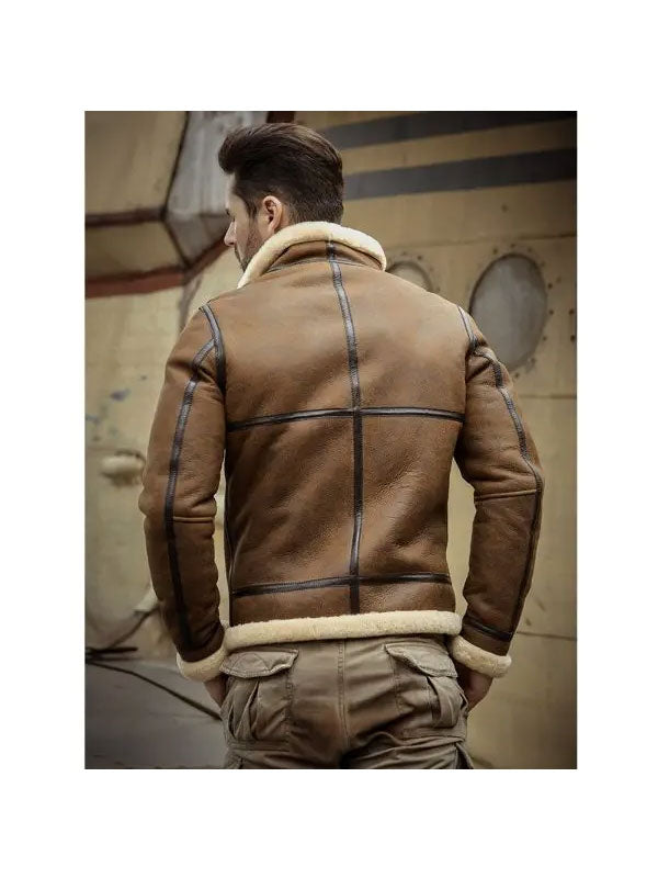 New Mens 2022 Thick Winter Sheepskin Shearling Fur  Motorcycle Leather Long Bomber Jacket Coat