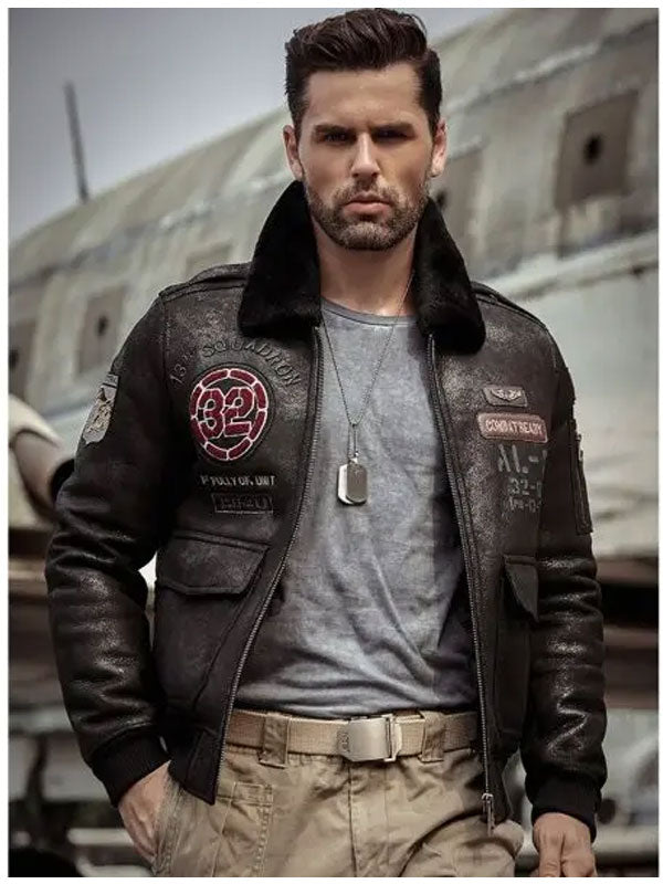 Men Airforce Flight Jacket | Shearling Jackets | Leather Bomber Jacket