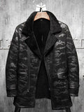 Men’s Black RAF Aviator Flying Fur Pilots Long Jacket Coat Fur Coat 