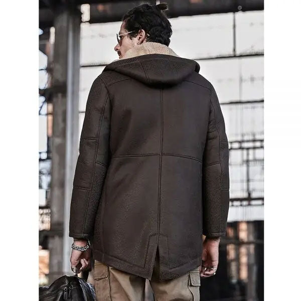 Hooded Shearling Leather Trench Coat | Shearling Coats | Trench Coats