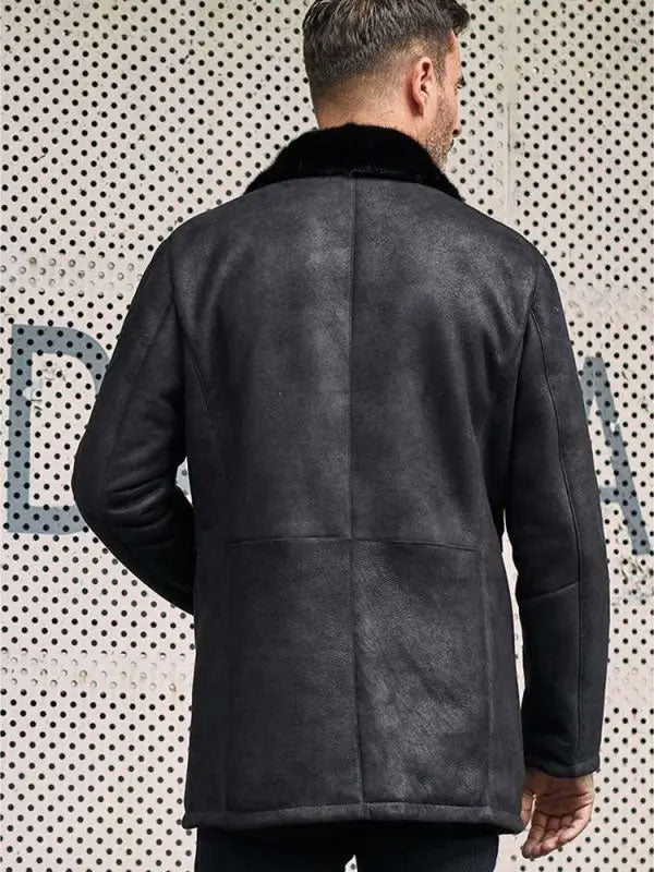 Fur Outwear Winter Black Mink Overcoat Lapel Leather Jacket