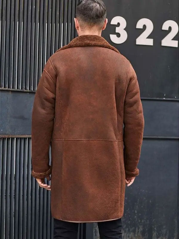 Mens Fur Leather Trench Overcoat | Shearling Coats | Leather Outterwear