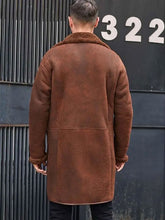 Load image into Gallery viewer, Mens Fur Leather Trench Overcoat | Shearling Coats | Leather Outterwear
