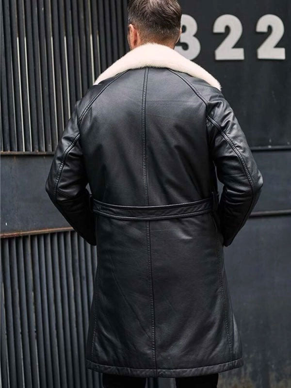 Men's Shearling Black Leather Trench Coat | Shearling Coats Outerwear