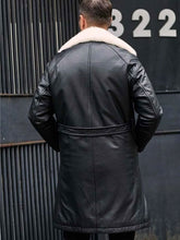 Load image into Gallery viewer, Men&#39;s Shearling Black Leather Trench Coat | Shearling Coats Outerwear
