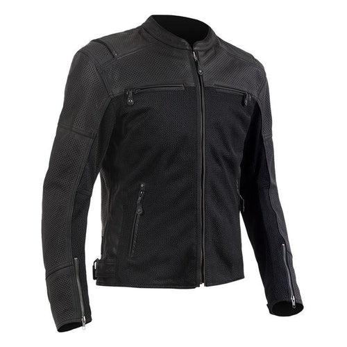 MOTORCYCLE LEATHER AND MESH BLACK RACING JACKET - Shearling leather