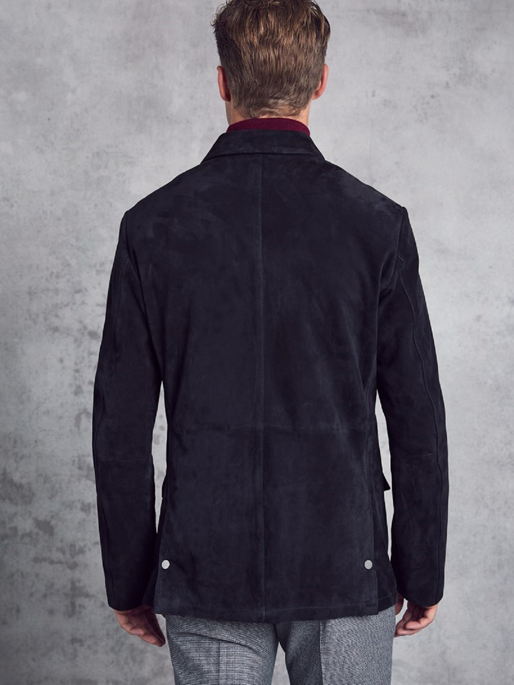 Men Black Suede Leather Jacket - Shearling leather