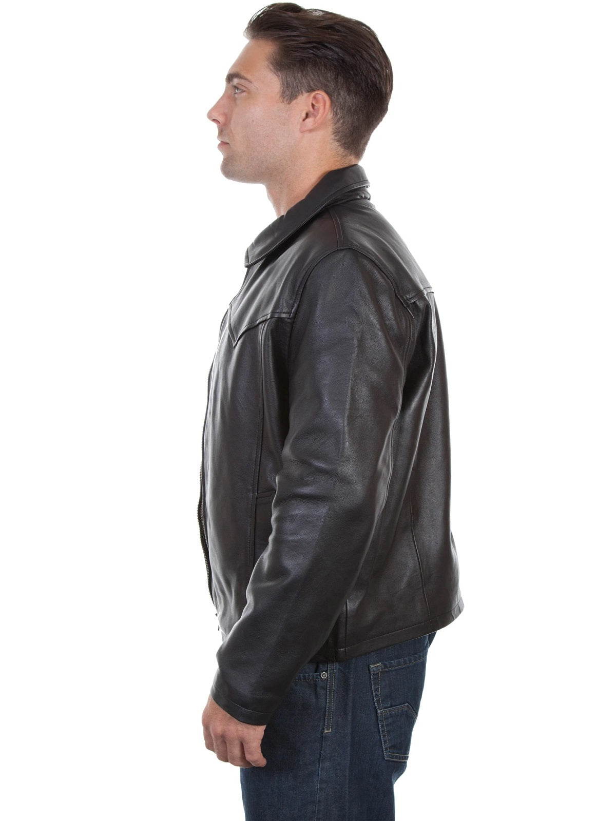 Black Leather Jacket - Shearling leather