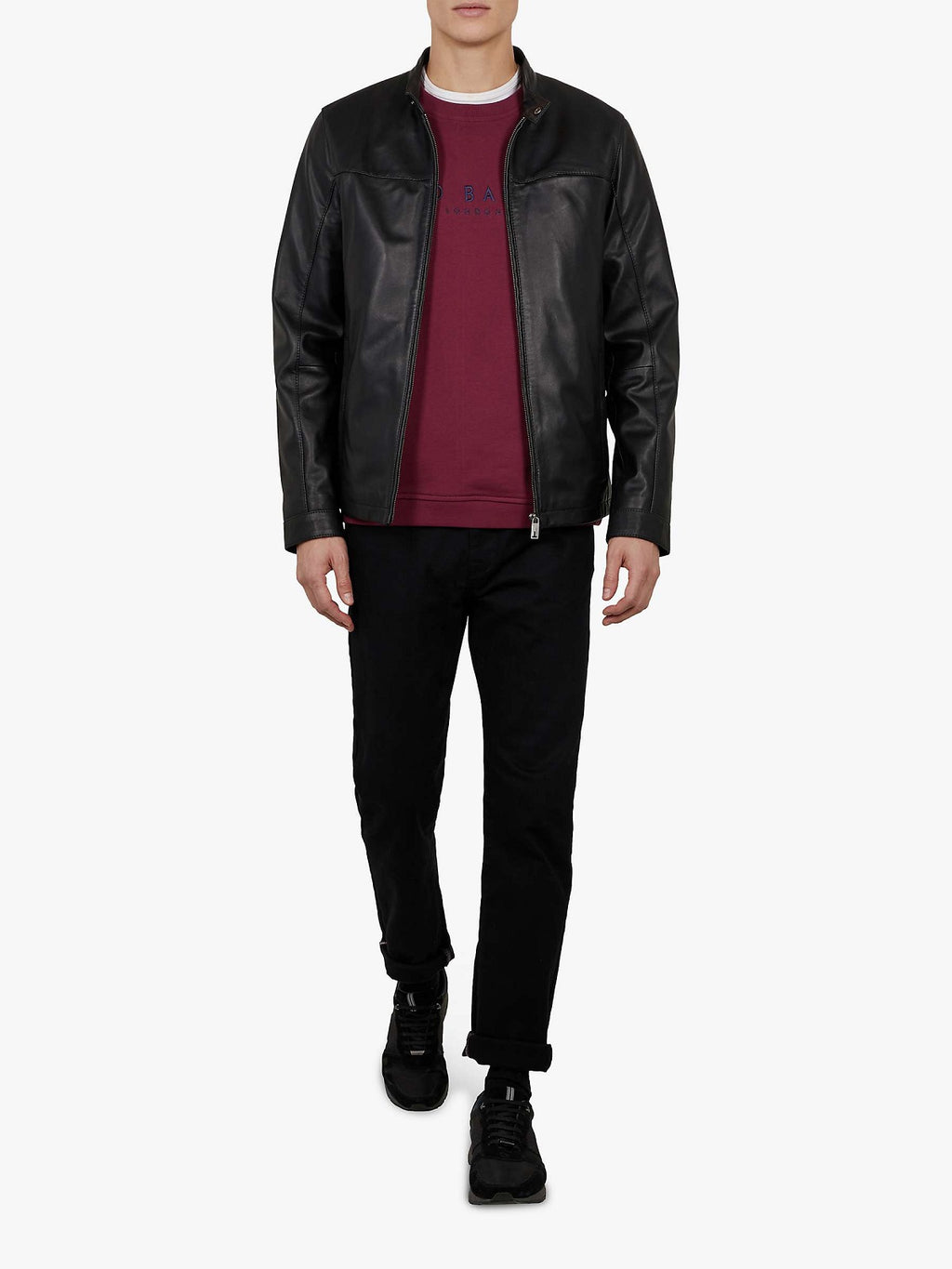 Black Leather Jacket - Shearling leather