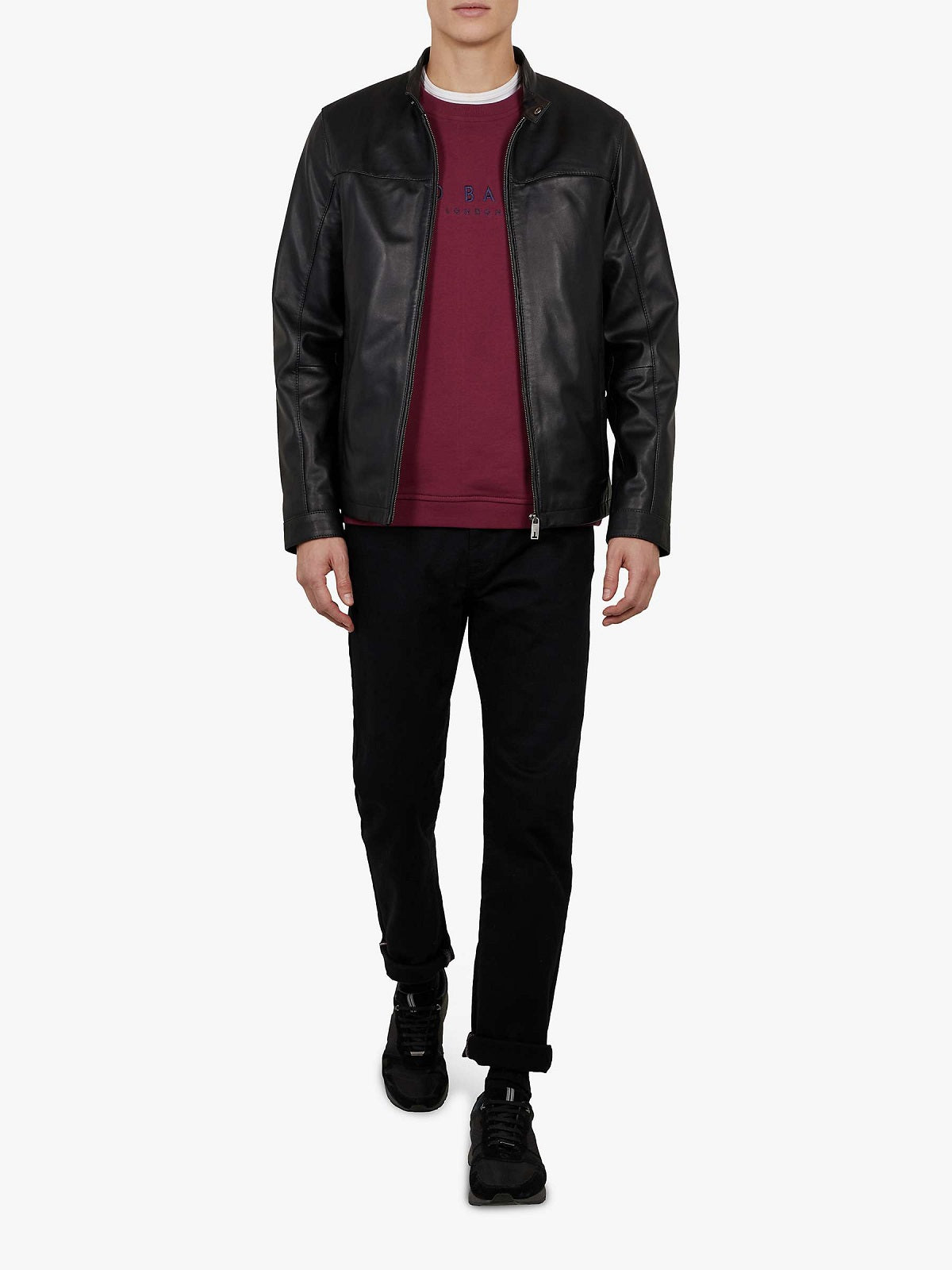 Black Leather Jacket - Shearling leather