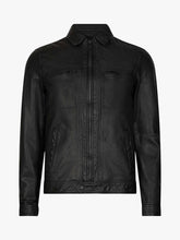 Load image into Gallery viewer, Men Solid Black Leather Jacket - Shearling leather
