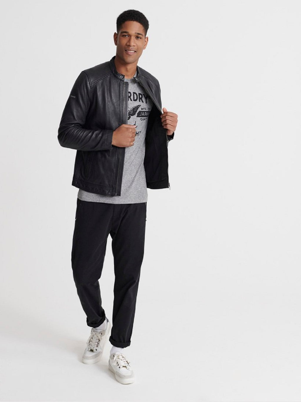 Black Leather Jacket - Shearling leather