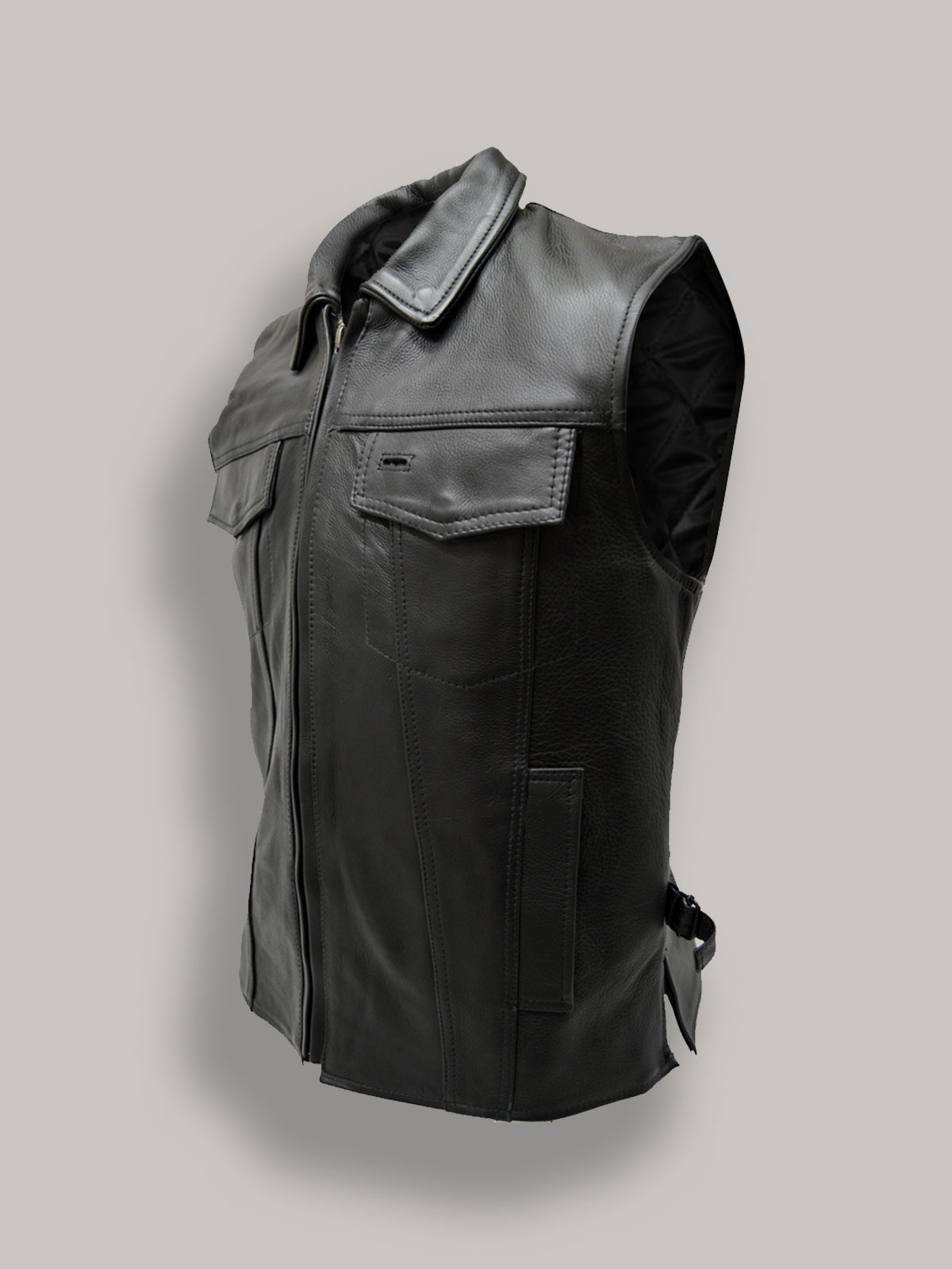 Men Fight Club Leather Vest - Shearling leather