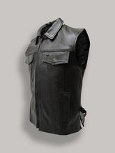 Load image into Gallery viewer, Men Fight Club Leather Vest - Shearling leather
