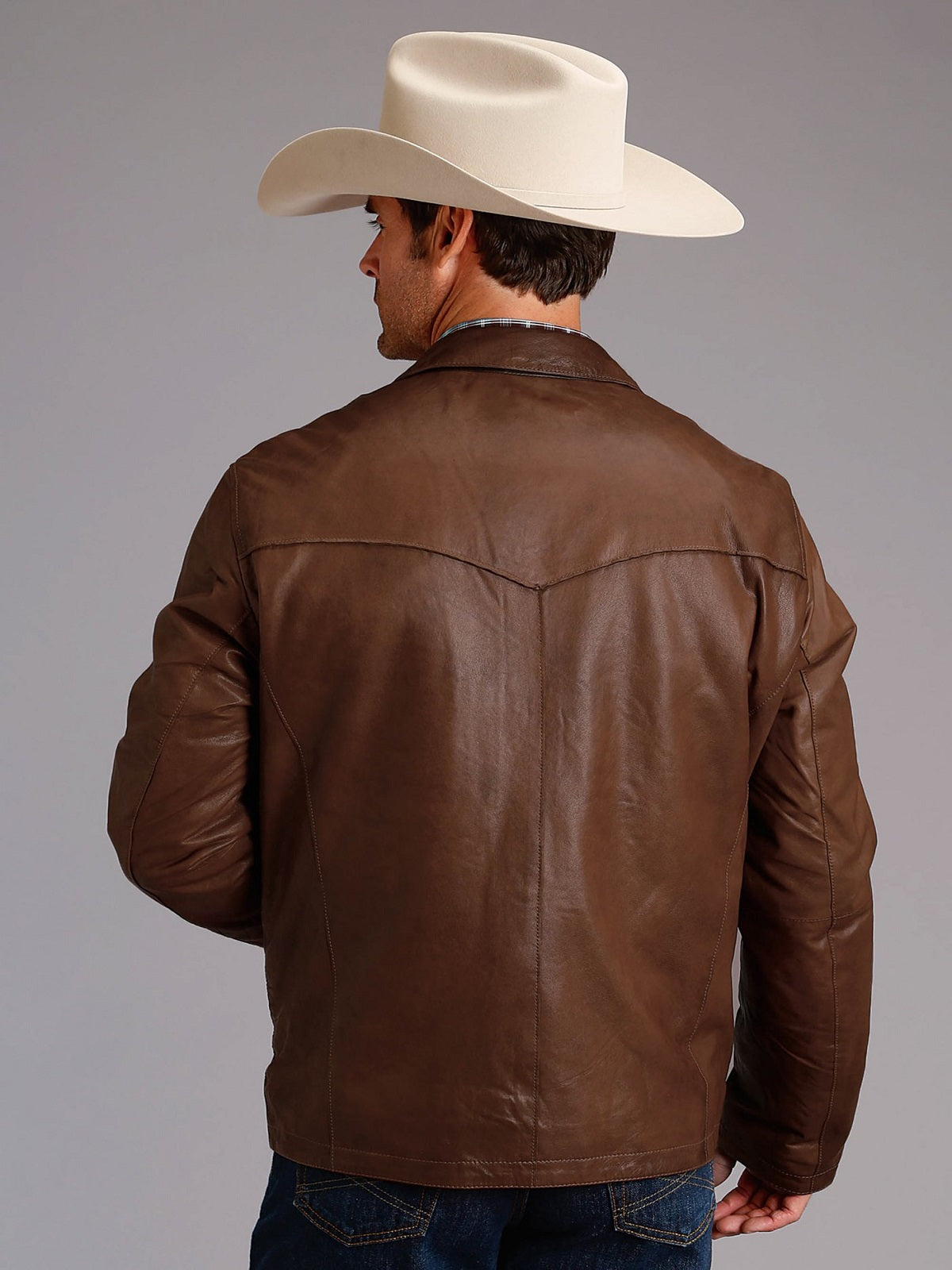 Brown Leather Jacket - Shearling leather