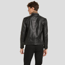Load image into Gallery viewer, Wallace Black Racer Leather Jacket - Shearling leather
