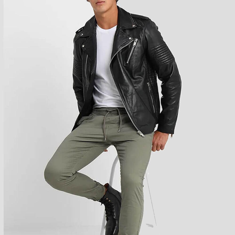 Wesley Black Quilted Leather Jacket - Shearling leather