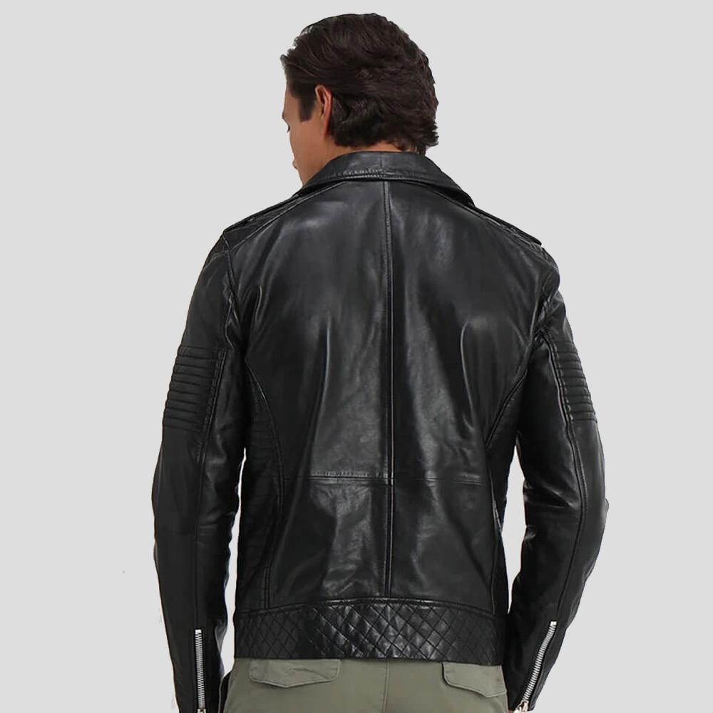 Wesley Black Quilted Leather Jacket - Shearling leather