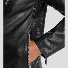 Load image into Gallery viewer, Wesley Black Quilted Leather Jacket - Shearling leather
