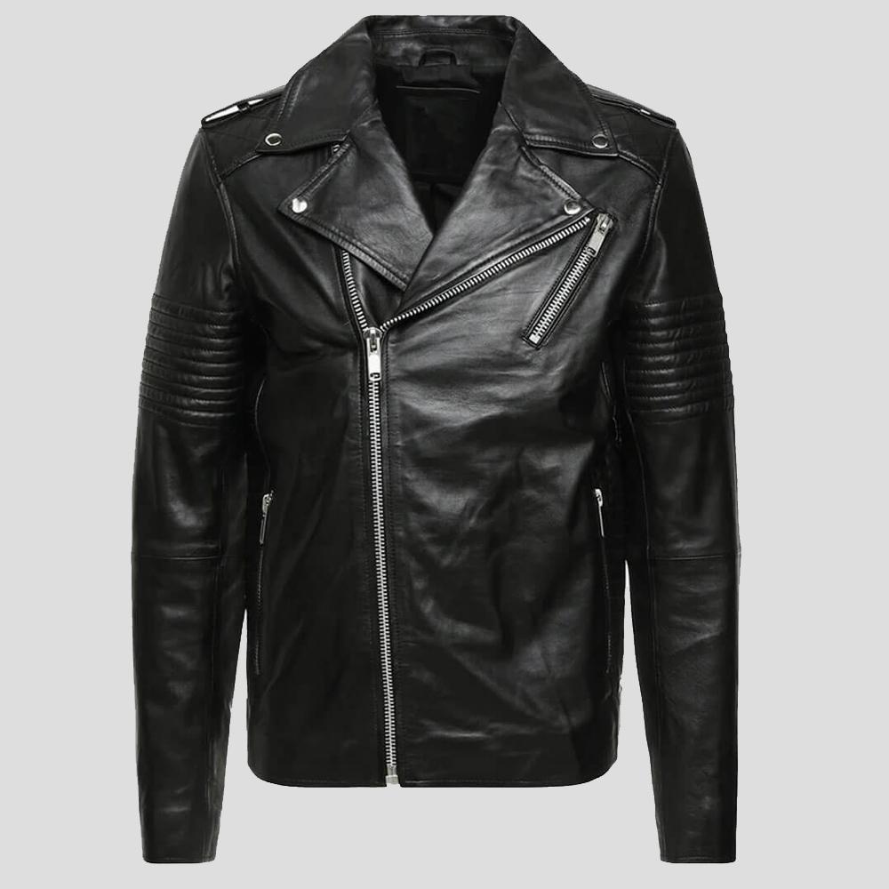 Wesley Black Quilted Leather Jacket - Shearling leather