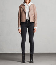 Load image into Gallery viewer, Emily Beige Motorcycle Leather Jacket - Shearling leather
