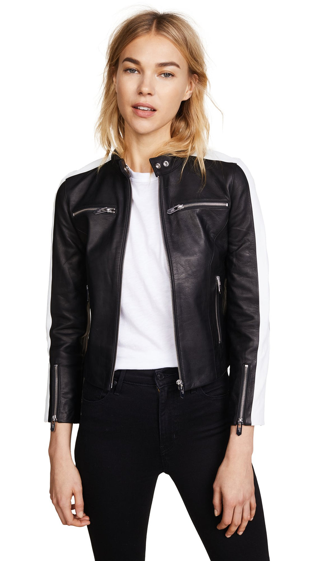 Michel Black Racer Leather Jackets - Shearling leather