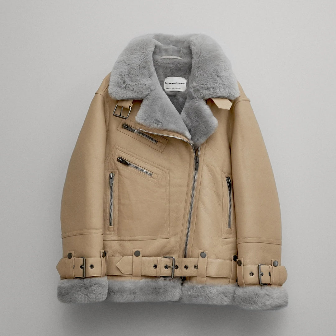 Women's Shearling Aviator Leather Jacket